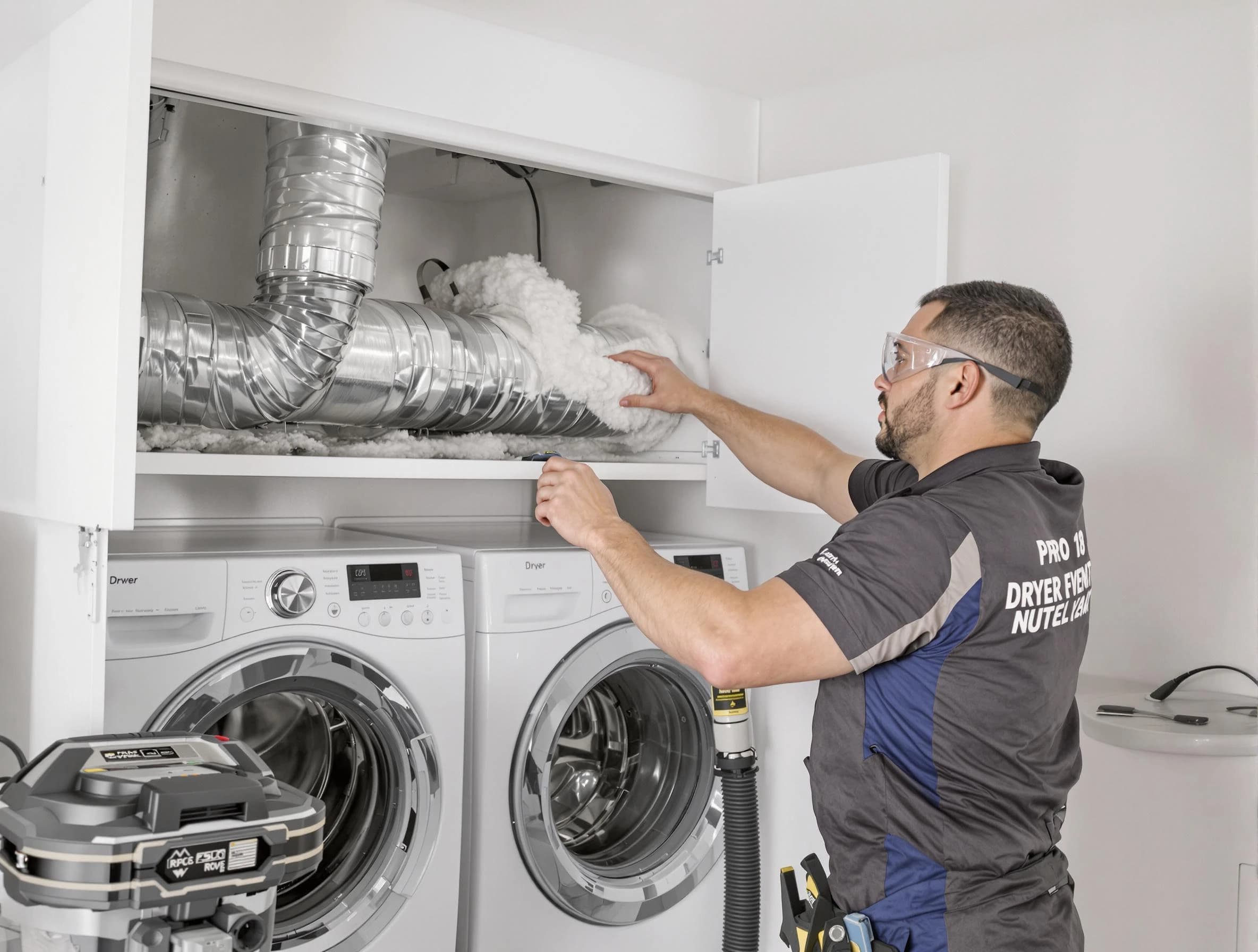 Chartiers Dryer Vent Cleaning certified technician performing specialized gas dryer vent cleaning in Chartiers